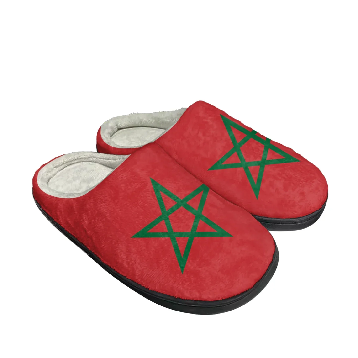 Hot Moroccan Flag Home Cotton Custom Slippers Mens Womens Sandals Morocco Plush Bedroom Casual Keep Warm Shoes Thermal Slipper
