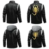 Spring Men's Leather Jacket High Quality Stand Collar Fashion Youth Embroidery Hooded PU Leather Coats EUR Size 3XL Men Clothing 5