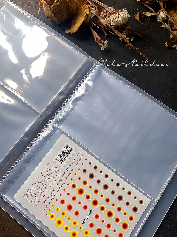 Frosted Nail Art Album Transparent Stickers Storage Booklet for 80+ Stickers Professional Organizer Adjustable Dividers