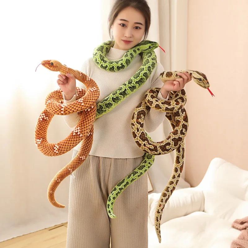 200cm Real Life Snake Plush Toy Giant Boa Cobra Long Snake Stuffed Plush Piebald Python Doll Creative Decor Kids Boy Gift