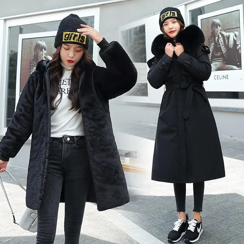 2025 Winter Jacket Women Parkas Thick Warm Fur Lining Long Parka Female Windbreakers Hooded Padded Coat Distachable Outwear 6XL