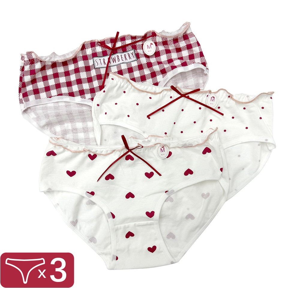 3PCS Women's Japanese Style Cotton Panties Ladies Girls Cute Panties Antibacterial Breathable Briefs Women Underwear Panties