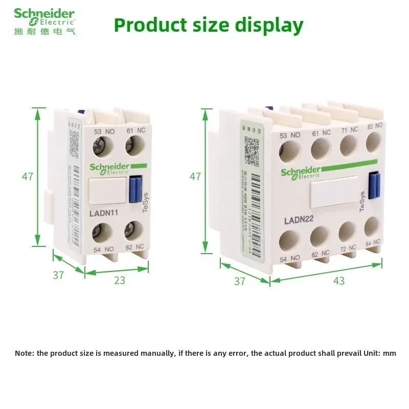 Schneider LC1D AC 접촉기 보조 접점, 정상적으로 열림 및 닫힘, 전면 보조 접점, LADN11C20 C02 C22 C31 C04C 40C