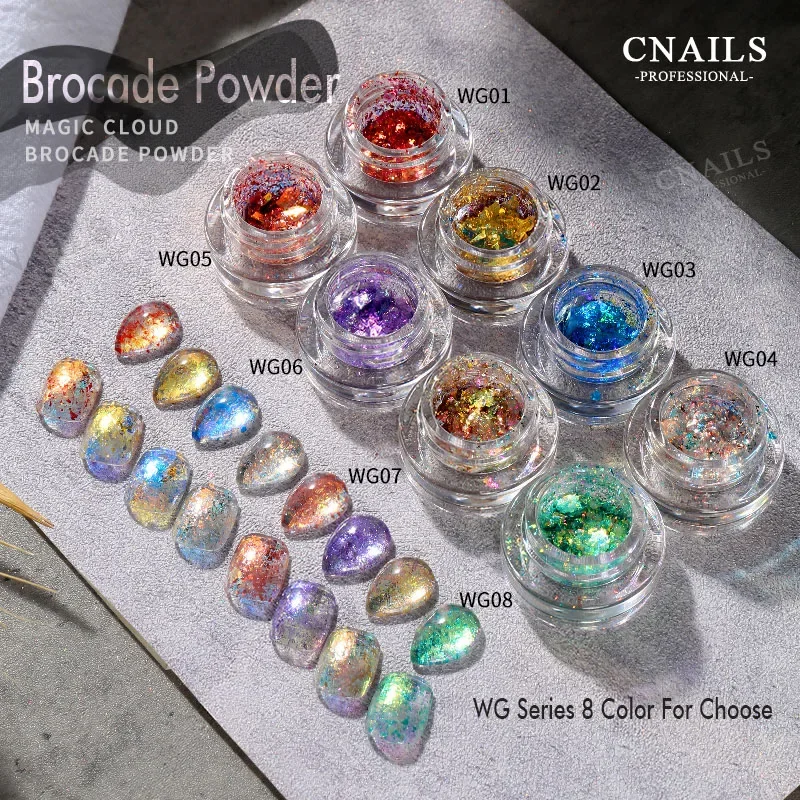 Cnails 글리터 매직 스팽글 플레이크 네일 파우더, 반짝이는 스파클링 브로케이드 파우더, 매니큐어 안료 네일 아트 장식, 0.3g/Box