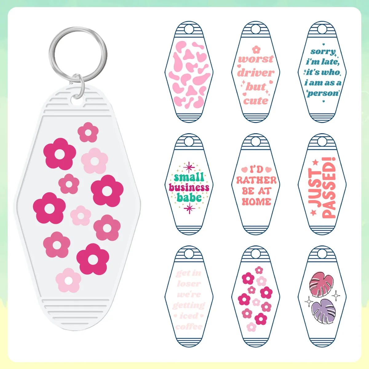 

5 Pieces For acrylic Keychain Stickers Diy Wrap Transfer Sticker Waterproof Stickers keychains accessories