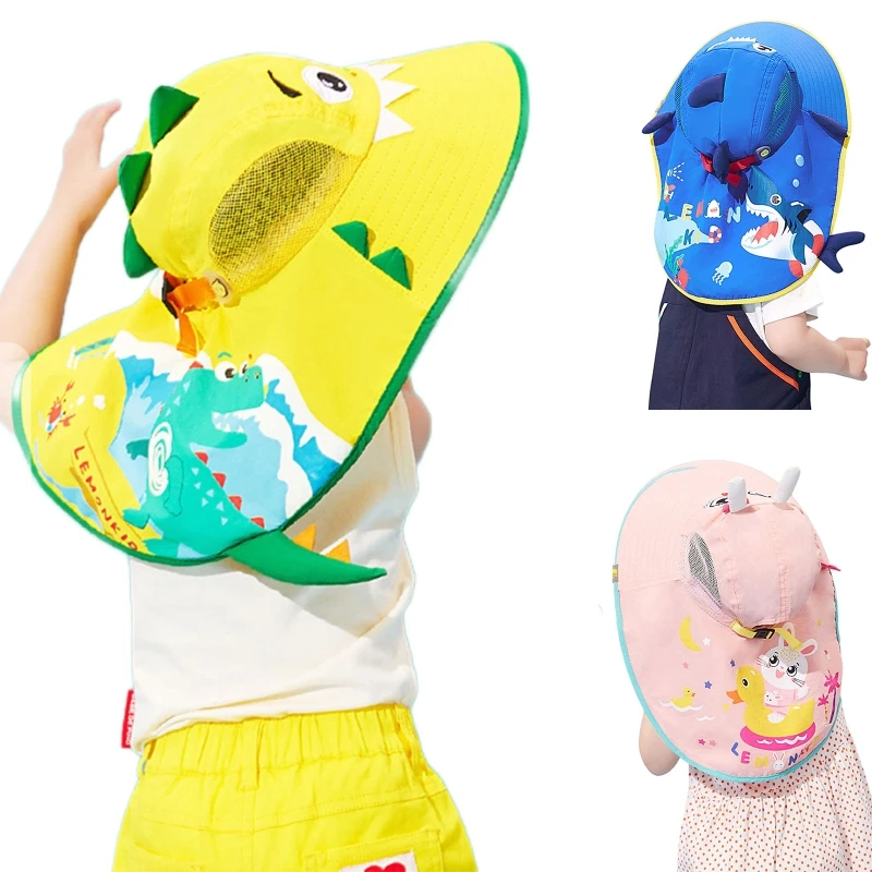

2XPC Beautiful Fisherman Hat Children Wide Brim Cartoon for Sun Hat Wild for Dog Walk