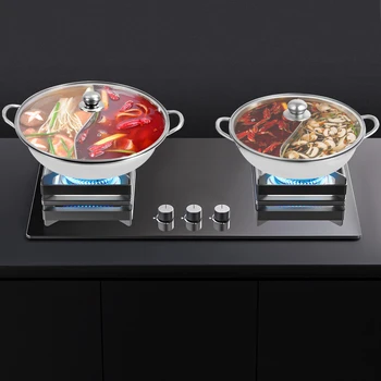 Feriales Hot Pot Set Edelstahl 304 – Shabu Shabu Topf mit Trennwand & Glasdeckel – Induktionsgeeigneter Suppentopf mit Löffel-Set Silber 2