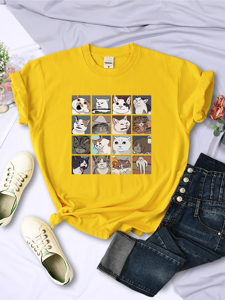 T-shirt imprimé animal chien chat pour femme, vêtement d'été tendance, style sportif Haruku, multicolore, décontracté, 802_voghion.com