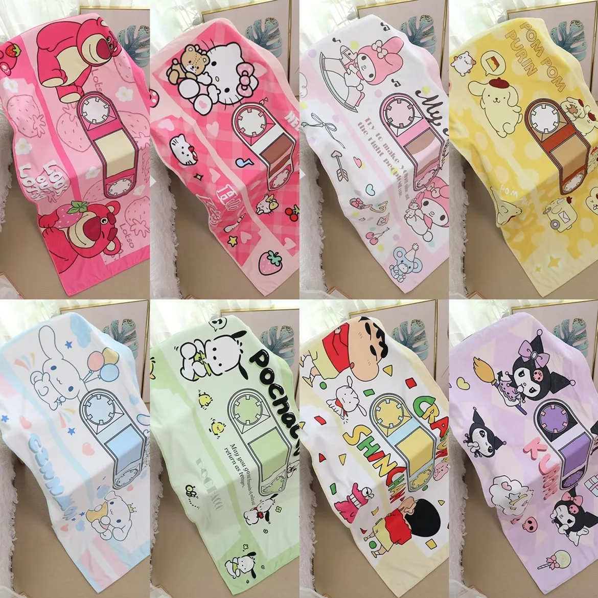 

Kawaii Sanrio Hello Kitty Cinnamoroll Bath Towel Cute Cartoon Soft Quick Dry Bath Towel Swimming Beach Towel Girls Yoga Towel