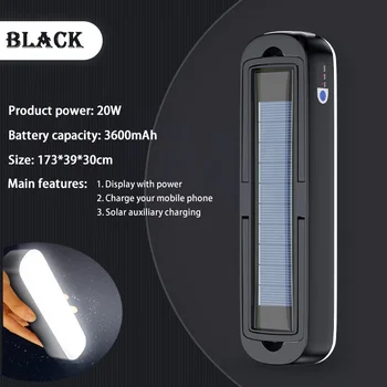 태양광 LED 야외 캠핑 램프, 후크 텐트 랜턴, USB 충전 조명, 야외 낚시 바베큐 하이킹용 비상 조명, 20W