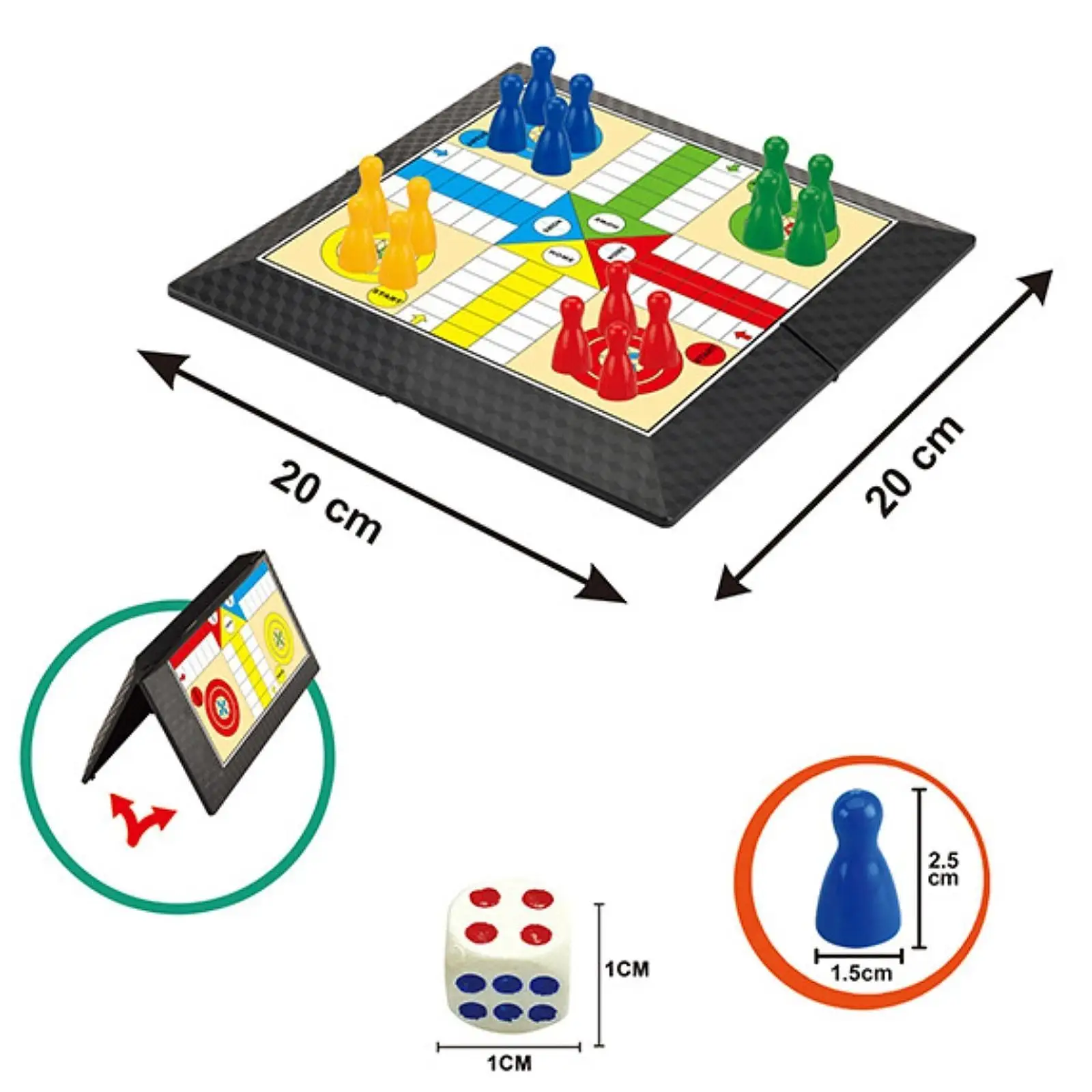 Ludo Board Game Set Educational Toys Traditional Flying Chess Game Strategy Family Dice for Teens Children Party Games