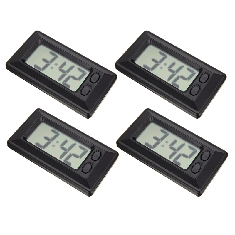 4 Pieces Small Digital Clock Mini Car Clock Home Electronic Clock Car