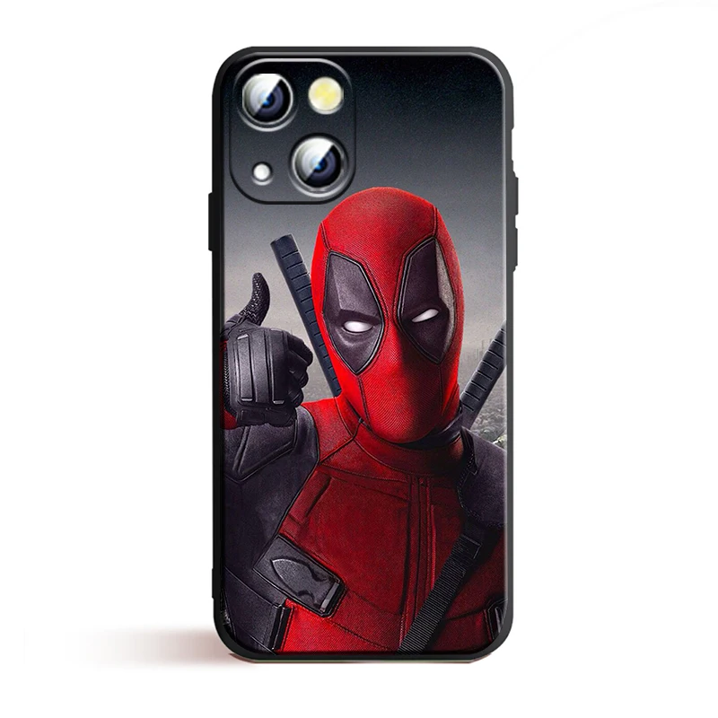 thumbnail image 1 of Funda de Deadpool divertida de Marvel para Apple iPhone, 15, 14, 13, 12, 11, Mini, XS, XR, X, 6S, 6 Pro, Max Plus, cubierta negra, 1 of 5
