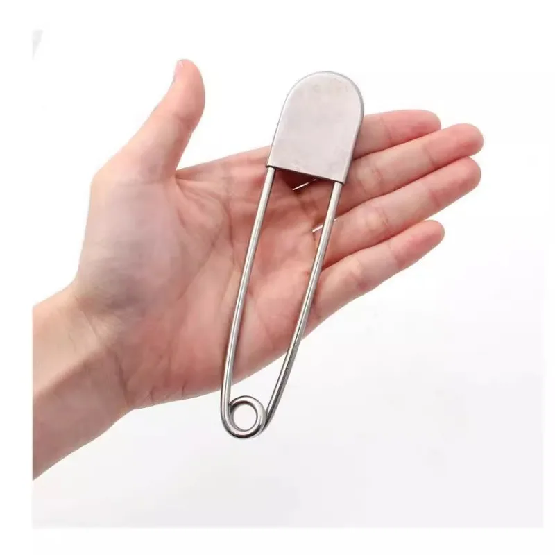 5pcs 대형 실버 스테인레스 스틸 안전 핀 DIY 바느질 바늘 래핑 된 안전 핀 고정 파일 도구 의류 액세서리