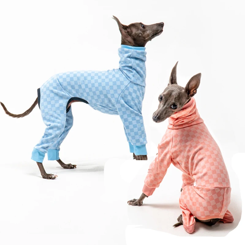 

Italian Greyhounds Clothes Four-legged Autumn Winter Warm Plaid Jumpsuit Elastic Greyhounds Whippets Clothes Dog Winter Outfit
