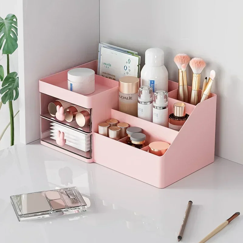 Large Capacity Cosmetic Storage Box Makeup Drawer Organizer Skincare Makeup Stationery Storage Box for Dressing Table Desktop 5