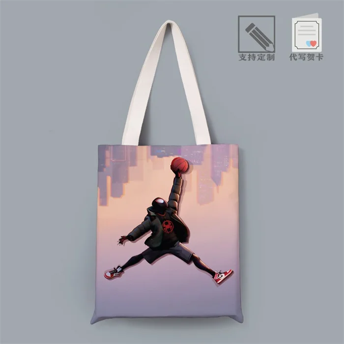 thumbnail image 1 of Spider-man: Across The Spider-verse Bolsa de lona Bolso de mano de dibujos animados Personalización Pequeño Libro de estudiante fresco Protección del medio ambiente, 1 of 5
