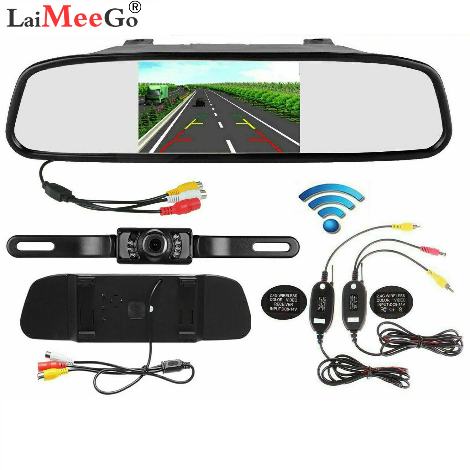Wireless Car Styling 4.3 Inch HD Car Rearview Mirror Monitor LCD Screen Vehicle Auto Parking Reversing Auxiliary Display DC12V