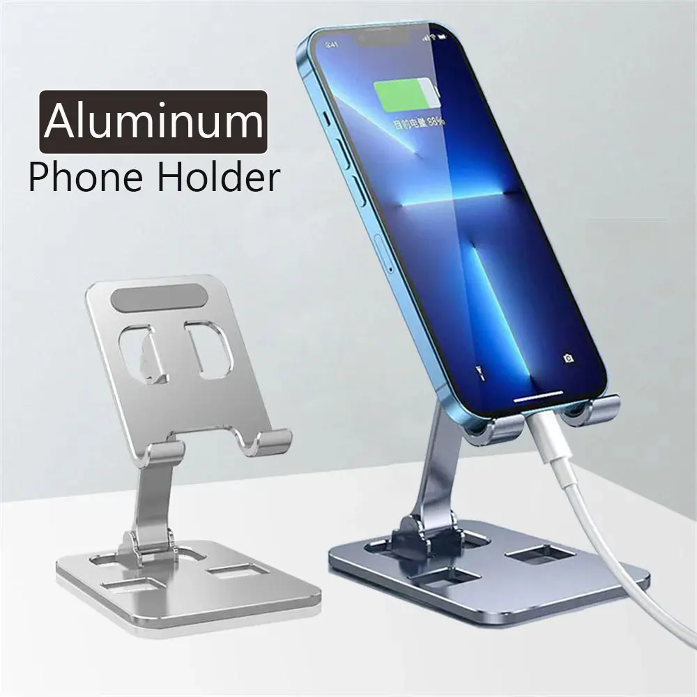 Mobile Phone Holder 360 Rotation Folding Double Shaft Design Stable Anti Fall Universal Bracket All Metal Aluminum