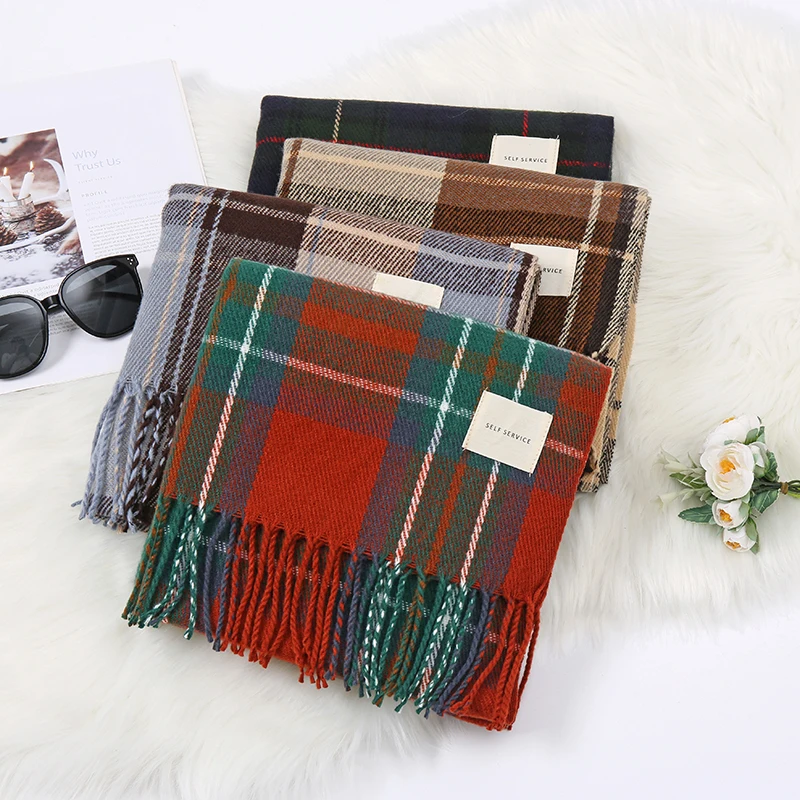 Winter Female Scarf Thin Plaid Shawls with Tassels Winter Scarves Woman Long Cashmere Feeling Pashmina Ski Climbing Scarfs Wrap winter female scarf thin plaid shawls with tassels winter scarves woman long cashmere feeling pashmina ski climbing scarfs wrap