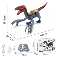 2.4G Children's Remote Control Spray Dinosaur Toys Walking Velociraptor with Lights Sounds Dinosaur Robot RC Toys for Kids Gift 2