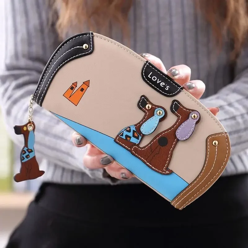 Cartera-larga-con-cremallera-para-mujer-bolso-de-mano-de-gran-capacidad-de-cuero-PU-con.jpg Cartera larga con cremallera para mujer, bolso de mano de gran capacidad de cuero PU con patrón de perro, Color contrastante, moda Retro, resistente al agua - Imagen 2