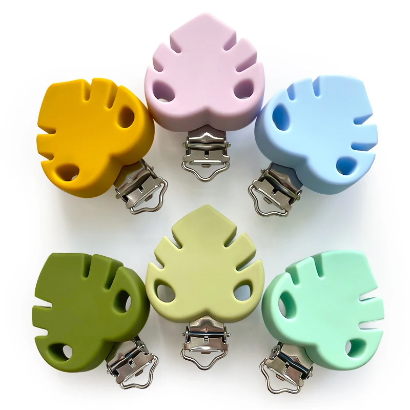 3pcs Silicone Pacifier Clip Tree leaf BPA Free DIY Baby Teething Teether Necklace Bead Molar Accessories Dummy Holder Clip 4
