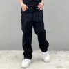 Men Y2K Embroidered High-waisted Straight Baggy Printed Jeans Hip Hop Teenager Boy Streetwear Skateboard Casual denim Trousers 1