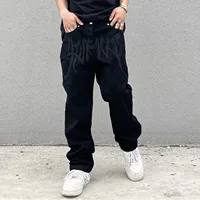 Men Y2K Embroidered High-waisted Straight Baggy Printed Jeans Hip Hop Teenager Boy Streetwear Skateboard Casual denim Trousers 1