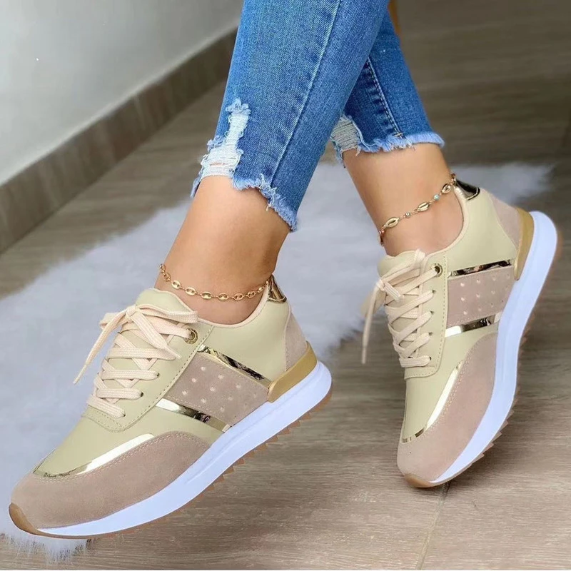 New Women Sneakers Platform Shoes Leather Patchwork Casual Sport Shoes Ladies Outdoor Running Vulcanized Shoes Zapatillas Mujer 2