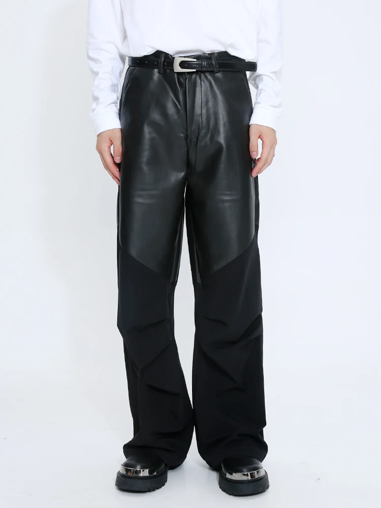 27-46 Nuovo 2024 Abbigliamento Uomo Yoshi Yamamoto Style Cuciture Patchwork In Pelle Pantaloni Casual Pantaloni Amanti Costumi Taglie Forti