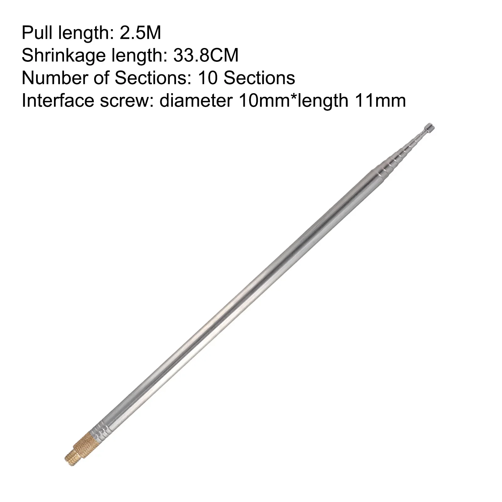 Whip Antenna 2.5m 304 Stainless Steel 2.5-meter Telescopic Antenna For Pac12 JPC7 Portable Short Wave 10 Sections