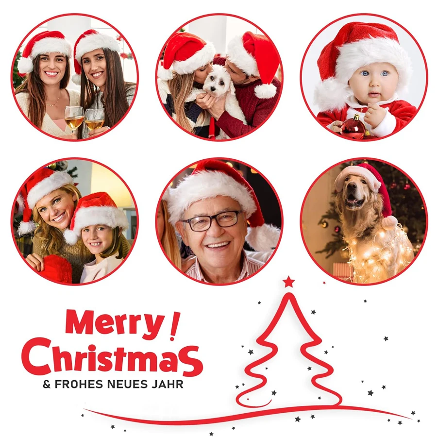 1 Piece Set of Comfortable Christmas Hats Suitable for People, Plush Winter Lightweight Hat with Pom Poms, Christmas Gifts, Decorations