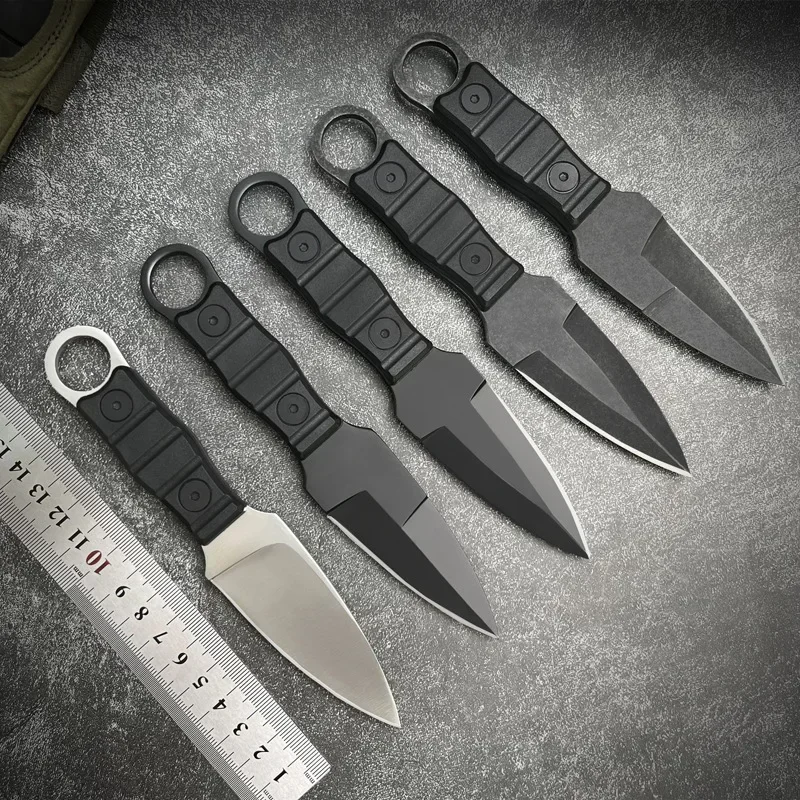 S94b859c9d1fc4f8d9a083cfe7a8307a6A New Pocket knife Outdoor small straight knife,utility knife +K sheath, high hardness survival knife, camping EDC tool portable Mallzona