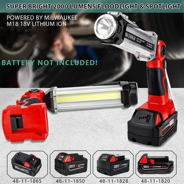 Milwaukee 18V kablosuz LED 35W 2000LM için Li-ion pil çalışma ışığı açık el  feneri taşınabilir kamp fenerler kanca ile - AliExpress