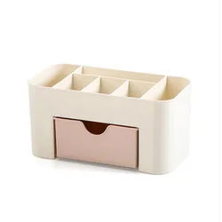 Elegant Acrylic Makeup Organizer: Multi - Functional Storage Box with Drawer and Brush Holder (Light pink)