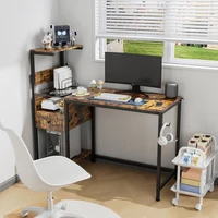 Computer Desk with Power Outlet &  Shelves, Study Writing Table with USB Ports Charging Station, PC Desk Workstation for  Office 1