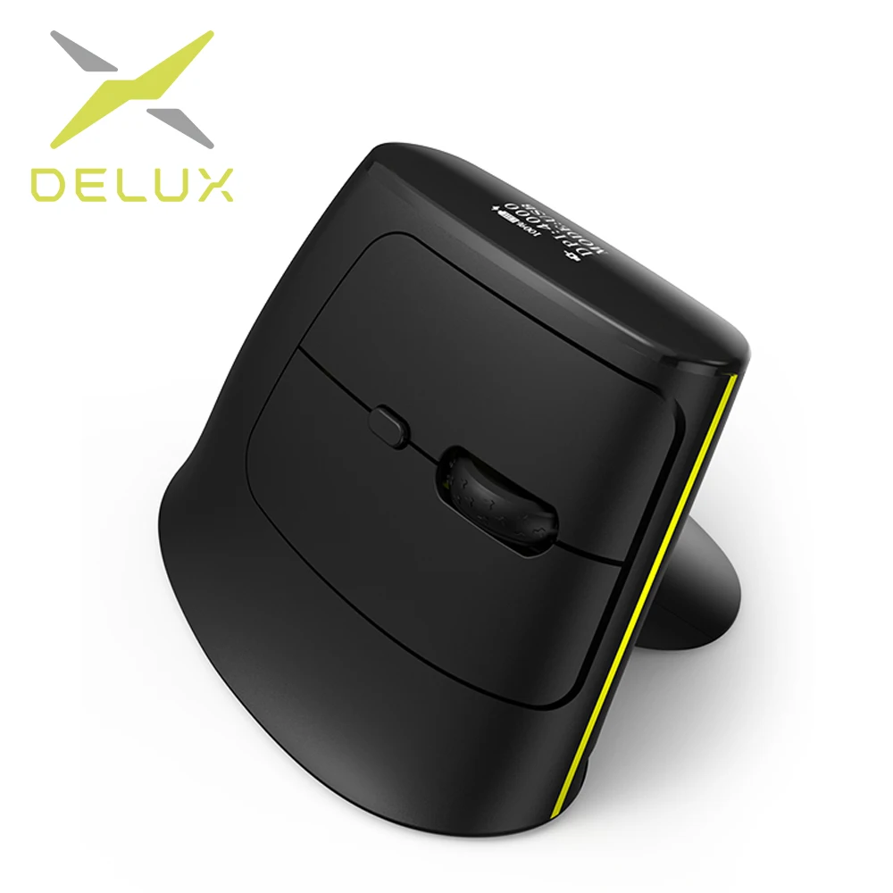 Delux MV6 Vertical Ergonomic Wireless Mouse 2.4G Bluetooth Mice OLED ...