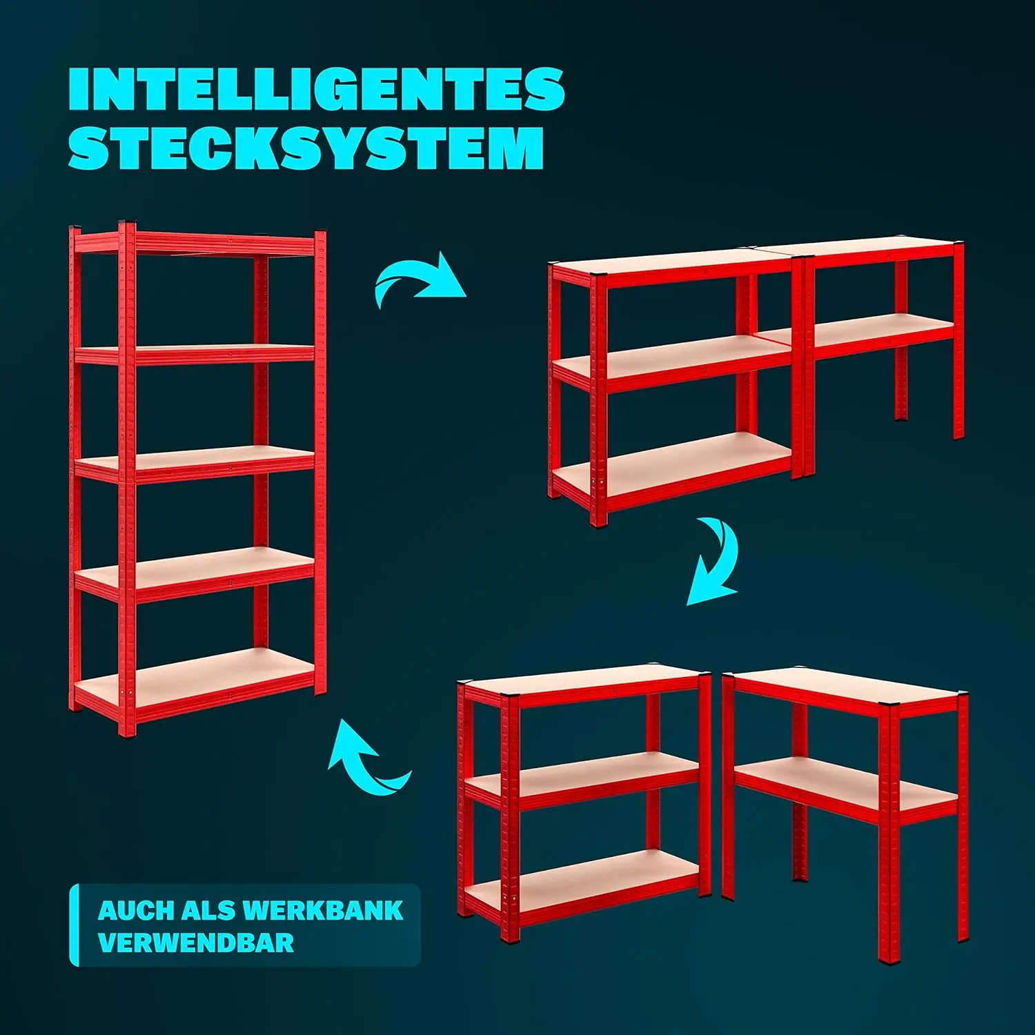 Estanter&iacute;as Almacenaje Met&aacute;licas Cargas Pesadas 1750Kg 180x90x40cm Taller Rojas 2X