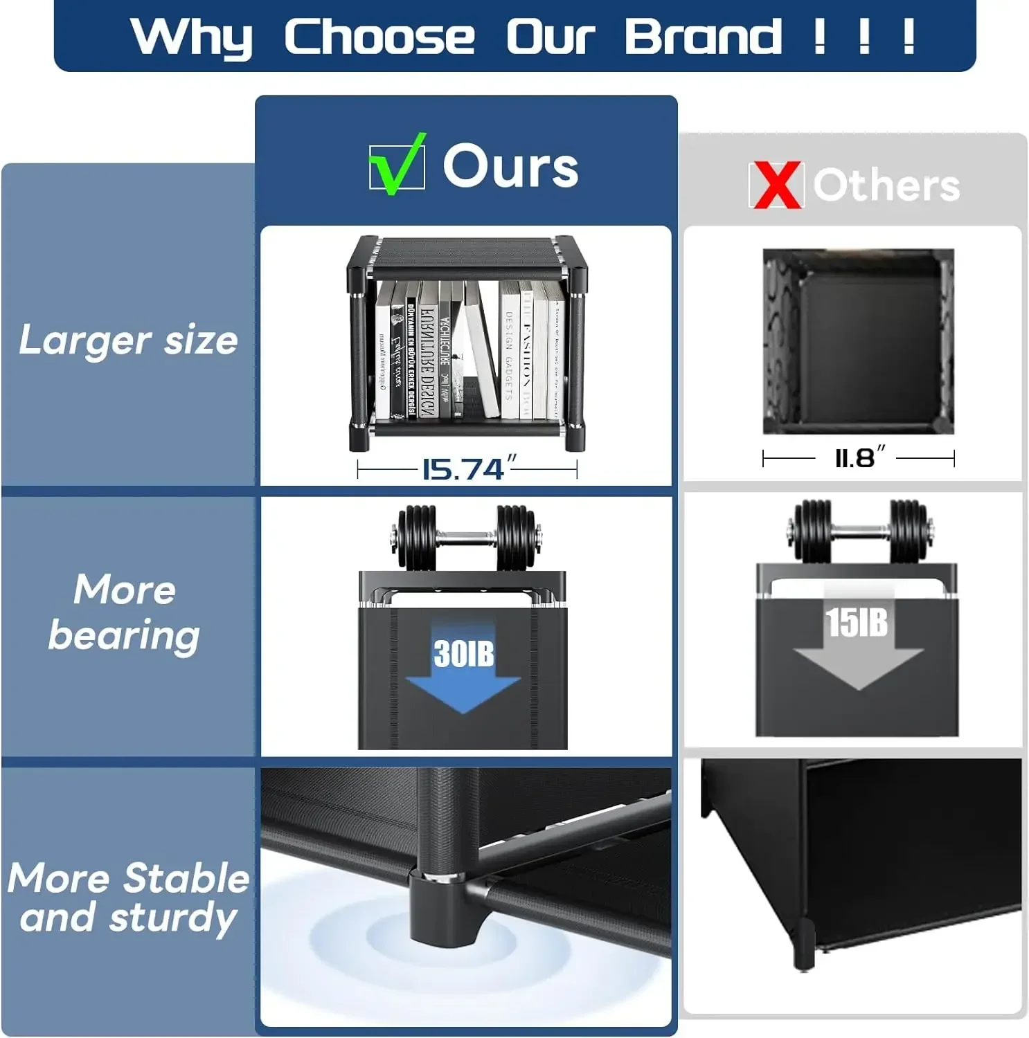 18-Cube Extra Large Book Shelf, DIY Cube Storage Organizer for Bedroom, Living Room, Home Office - Black