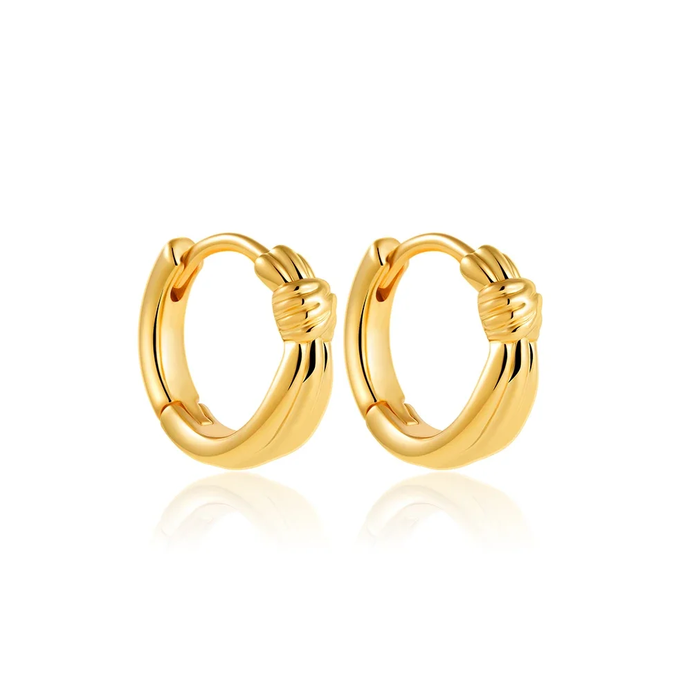 Minimalist Bowknot Round Hoop Earrings for Women Waterproof Gold Color Statement Earring Huggie Ear Buckle Summer Daily Jewelry