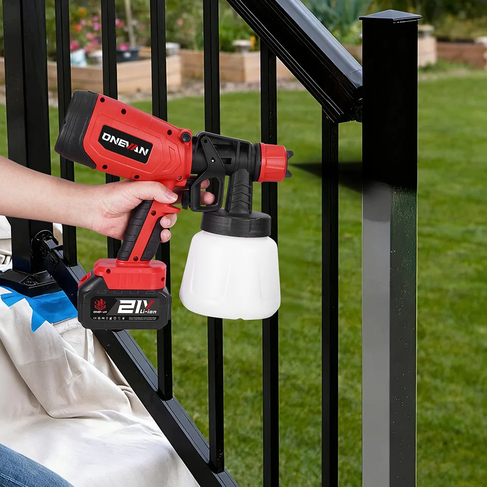 ONEVAN Kabelloser Handheld-Spritzpistole 1400ML 850W Elektrische Sprühpistole für Stahlmöbel, Farbsprühgerät, Elektrowerkzeug für Makita 18V Akku – Detail 13