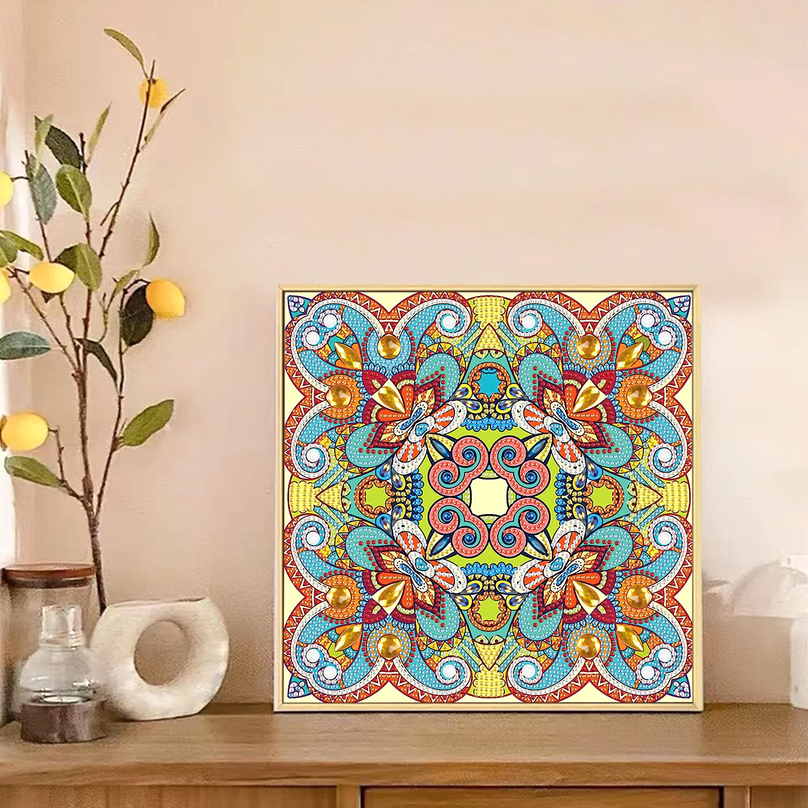DIY 만다라 꽃 5D 특별한 모양 다이아몬드 아트 키트, 초보자용 다이아몬드 아트 페인팅 키트, 홈 벽 장식 선물