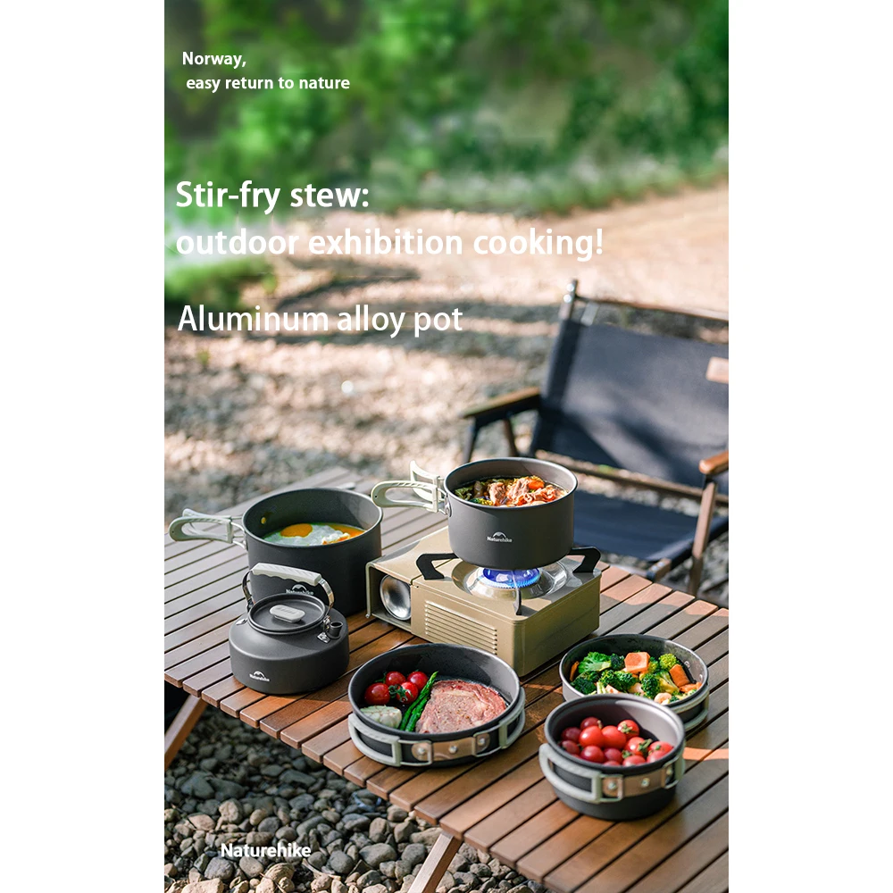 Description Picture 4 of itemNaturehike Camping Cookware Set Outdoor Pot Tableware Kit Cooking Water Kettle Pan Travel Cutlery Utensils Hiking Picnic Tourist