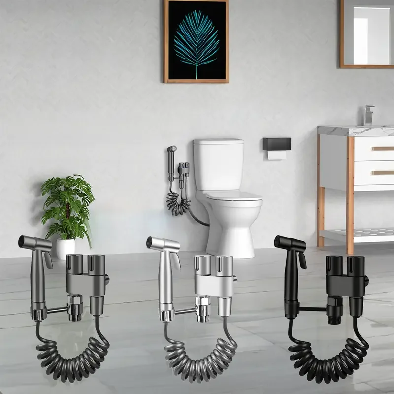 Modern toilet spray gun kit with handle and flexible hose - Heavy duty toilet spray gun system, easy to install,