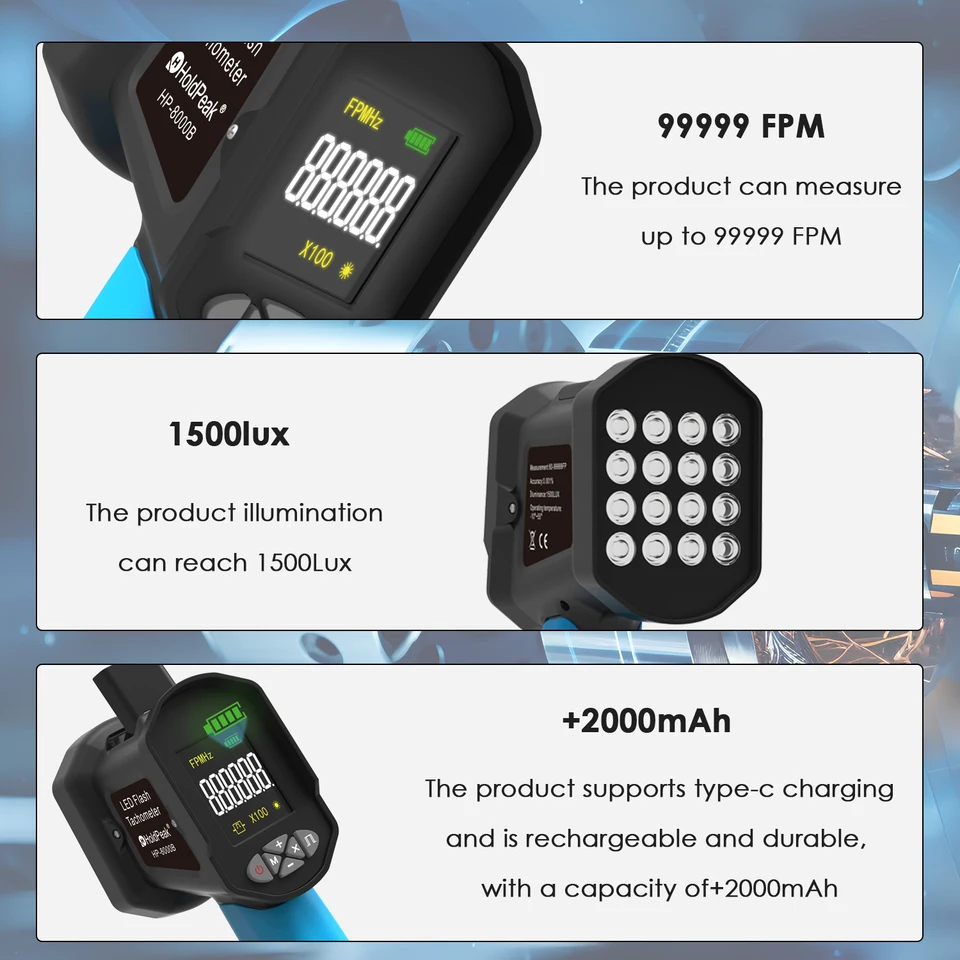 Handheld Strobe Speedometer Digital Handheld Stroboscope Tachometer ...