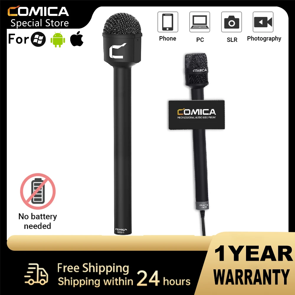 

Comica HRM-S HRM-C Professional Interview Microphone For iPhone Android Smartphone Dslr Camera, Handheld Mic For Speech/Karaoke