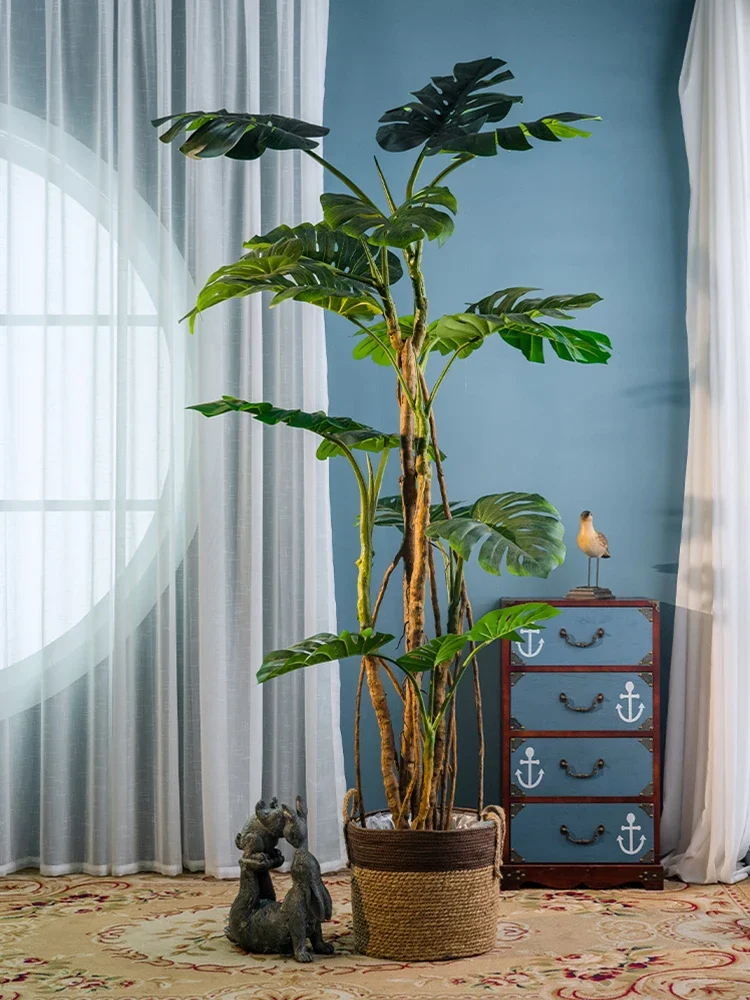 Xk Simulazione Pianta Monstera Deliciosa Decorazione Di Piante Verdi Grande Pavimento Bionico In Vaso Per Interni Soggiorno