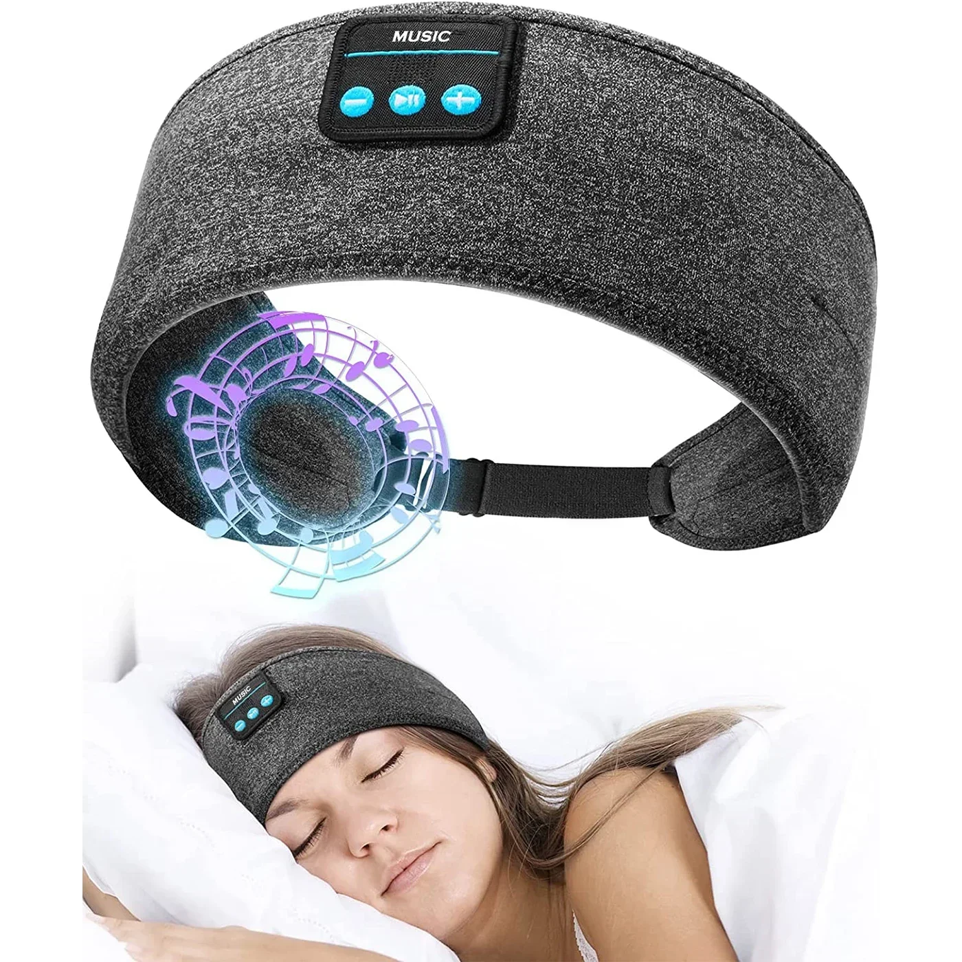 Auriculares ajustables para dormir, diadema deportiva con Bluetooth,  máscara para dormir, cancelación de ruido para dormir de lado