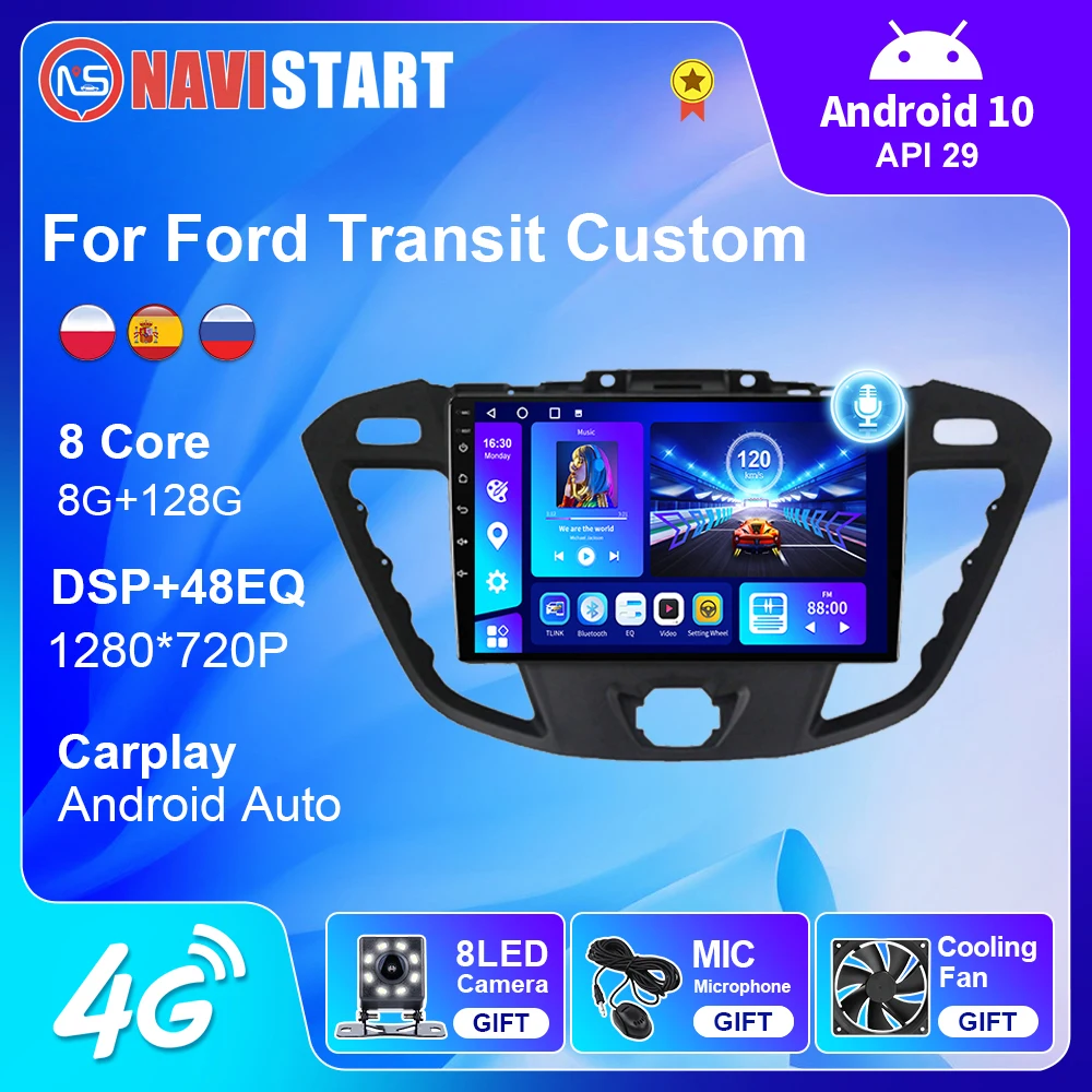 

NAVI START Car Radio For FORD Transit Tourneo Custom 2013-2021 GPS Navigation Android 10 Carplay DSP RDS 4G WIFI No DVD Player